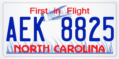 NC license plate AEK8825