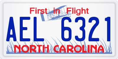 NC license plate AEL6321