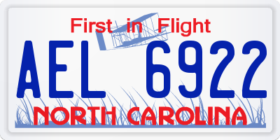 NC license plate AEL6922