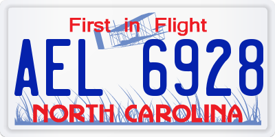 NC license plate AEL6928