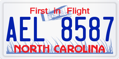 NC license plate AEL8587