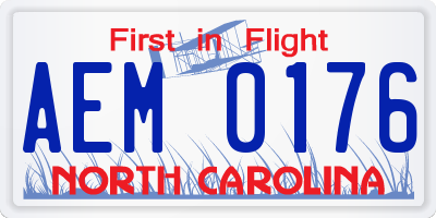NC license plate AEM0176