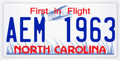 NC license plate AEM1963