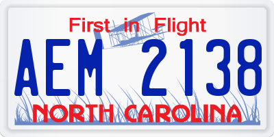 NC license plate AEM2138