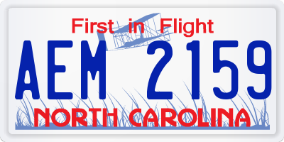 NC license plate AEM2159