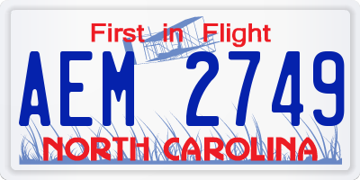 NC license plate AEM2749