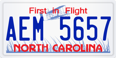 NC license plate AEM5657