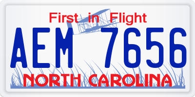 NC license plate AEM7656