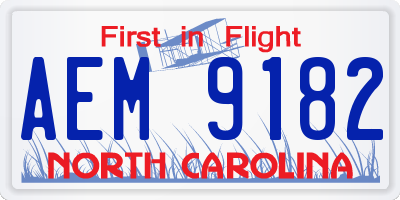 NC license plate AEM9182