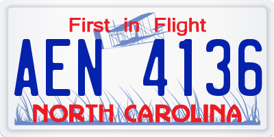 NC license plate AEN4136