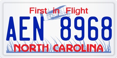 NC license plate AEN8968