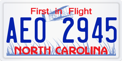 NC license plate AEO2945