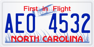 NC license plate AEO4532