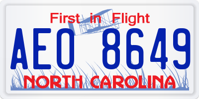 NC license plate AEO8649