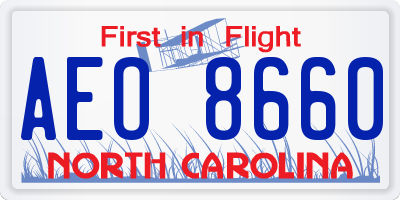 NC license plate AEO8660