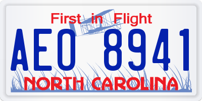 NC license plate AEO8941