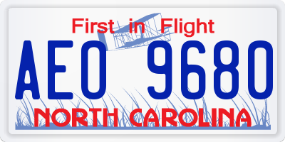 NC license plate AEO9680