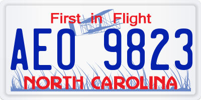 NC license plate AEO9823