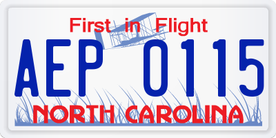 NC license plate AEP0115