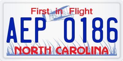 NC license plate AEP0186
