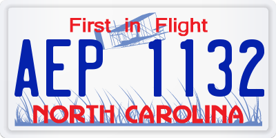 NC license plate AEP1132