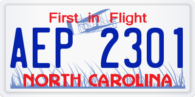 NC license plate AEP2301