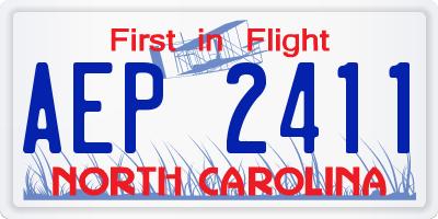 NC license plate AEP2411