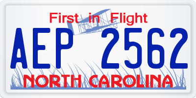 NC license plate AEP2562