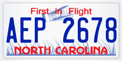 NC license plate AEP2678