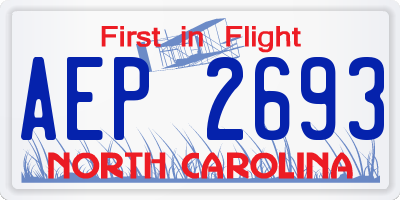 NC license plate AEP2693