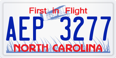 NC license plate AEP3277