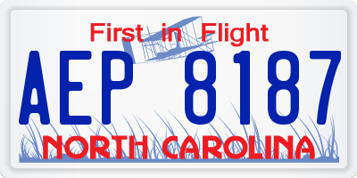 NC license plate AEP8187