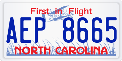 NC license plate AEP8665