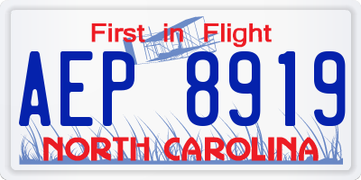 NC license plate AEP8919