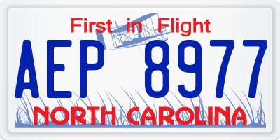 NC license plate AEP8977