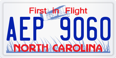 NC license plate AEP9060
