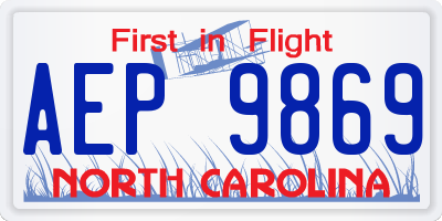 NC license plate AEP9869