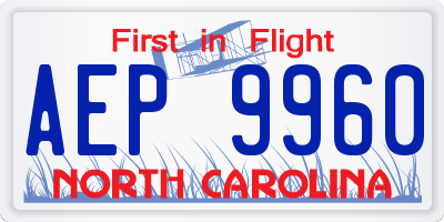 NC license plate AEP9960