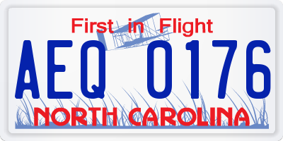 NC license plate AEQ0176