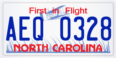 NC license plate AEQ0328