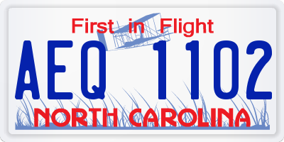 NC license plate AEQ1102