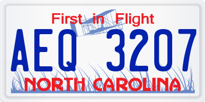 NC license plate AEQ3207