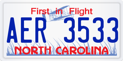 NC license plate AER3533