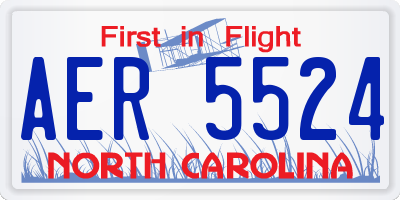 NC license plate AER5524