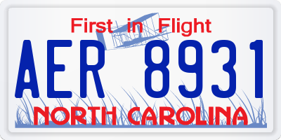 NC license plate AER8931