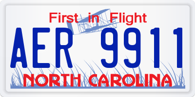 NC license plate AER9911