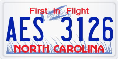 NC license plate AES3126