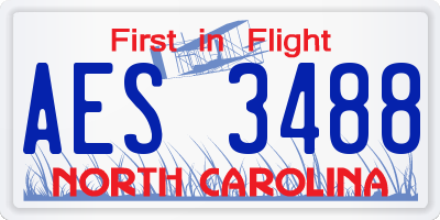 NC license plate AES3488