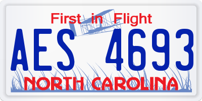 NC license plate AES4693
