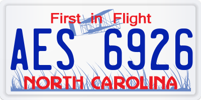 NC license plate AES6926